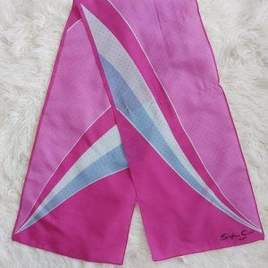 Vintage Stefano Guidi Pink Scarf Polyester Scarf Made in Italy 54" x 11"